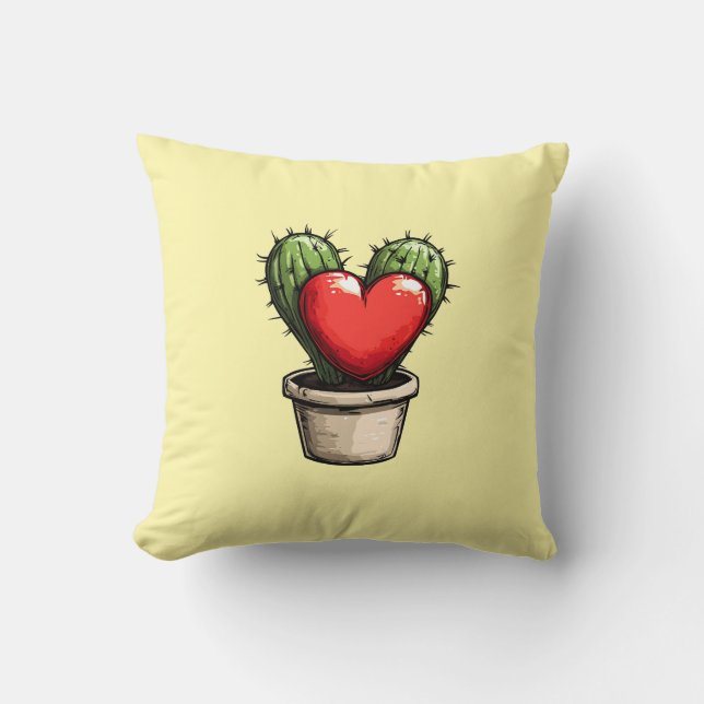 Cute Cosy Modern Romantic Chic Succulent Heart  Cushion (Front)