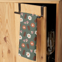 Cute cosy pattern with flowers mushroom & pinecone