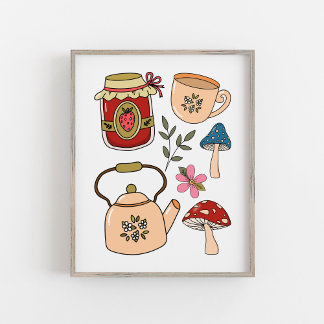 Cute & Cosy Rustic Cottagecore Collage Poster