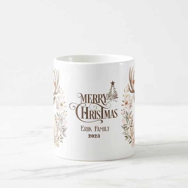 Cute Cosy Scandinavian Christmas Reindeer  Coffee Mug (Center)