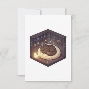 Cute Cosy Sleeping Cat in Magic Nook Thank You Card