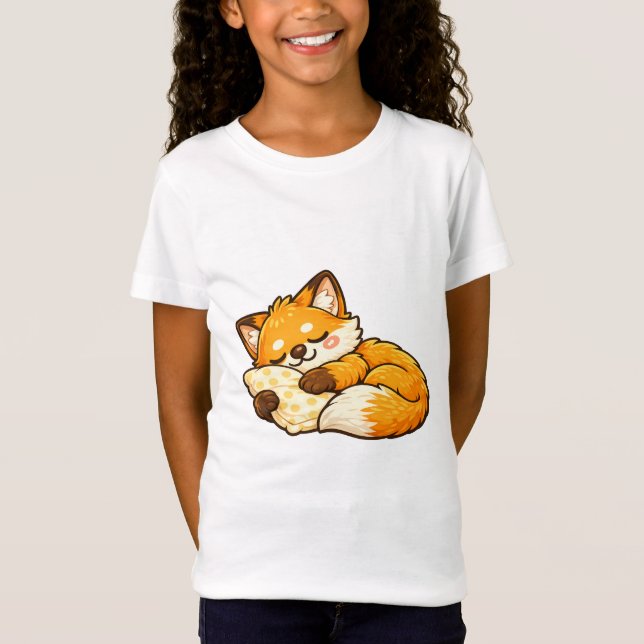 Cute Cosy Sleeping Fox T-Shirt (Front)