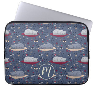 Cute & Cosy Sleepy Cat Dreams Pattern  Laptop Sleeve