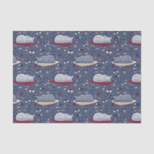 Cute & Cosy Sleepy Cat Dreams Pattern  Tissue Paper