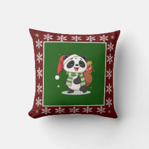 Cute Cosy Trendy Panda Bear Christmas No Photo Cushion