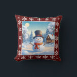 Cute Cosy Vintage Winter Snowman Merry Christmas Cushion<br><div class="desc">Funny Snowman</div>