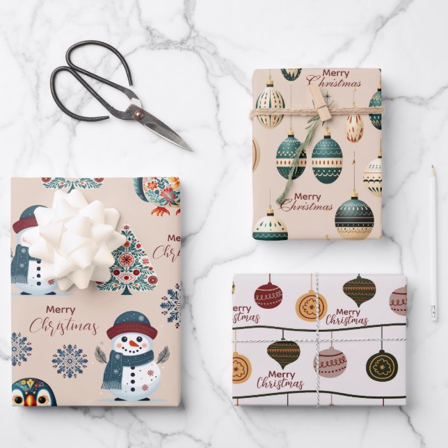 Cute cosy Whimsical Scandinavian  Wrapping Paper Sheet (Front)