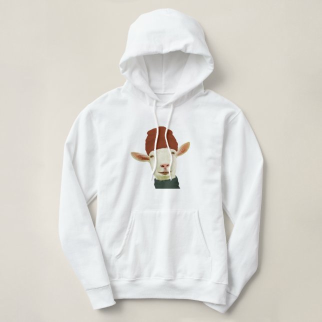 Cute Cosy Winter Goat With Beanie Hat and Scarf Hoodie (Design Front)