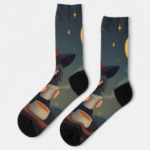 Cute Cosy Witch Coffee Socks – Halloween Magic