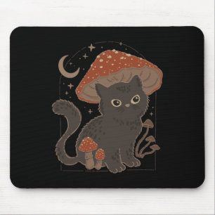 Cute Cottagcore Cat Mushroom Hat Vintage Grunge Ae Mouse Mat