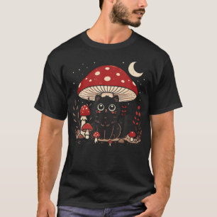 Cute Cottagcore Cat Mushroom Hat Vintage Grunge Ae T-Shirt