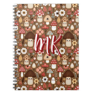Cute Cottage Core Mushrooms and Flowers Notebook