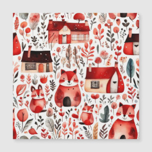 Cute cottage core red field Magnetic Frame Invitation
