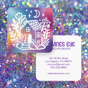 CUTE Cottage Custom Boho Watercolor Square Business Card