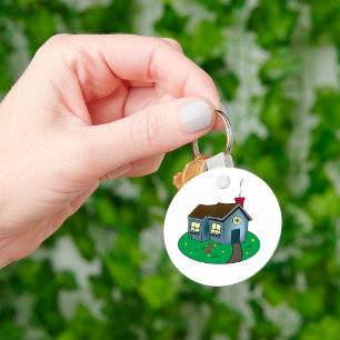 Cute Cottage Home Key Ring