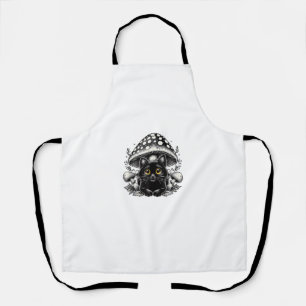 Cute Cottagecore Aesthetic Cat Mushroom Women Kids Apron