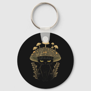 Cute Cottagecore Aesthetic Cat Mushroom Women Kids Key Ring