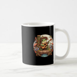 Cute Cottagecore Aesthetic Frog Playing Banjo on M Coffee Mug