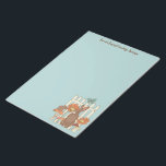 Cute Cottagecore Animals Light Blue Writing Paper Notepad<br><div class="desc">Write letters in style with this personalised notepad. It features illustrations of a butterfly,  a mouse and a rabbit along with some mushrooms,  flowers and a white picket fence set against a light blue background. There's a spot to add your own custom message at the top of the pages.</div>