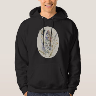Cute Cottagecore Botanic Flower Bee Watercolor Wil Hoodie