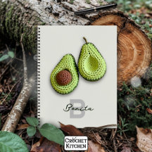 Cute Cottagecore Crochet Avocado Monogram Name 