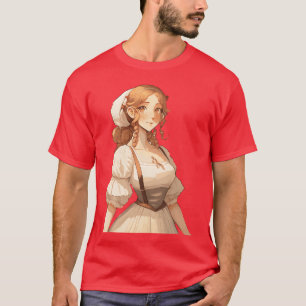 Cute Cottagecore Farm Girl Anime Solarpunk family T-Shirt