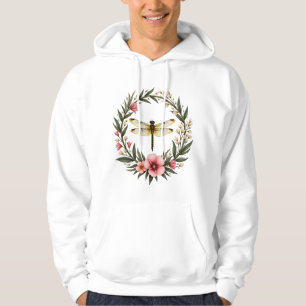 Cute Cottagecore Floral Dragonfly Aesthetic Girls Hoodie