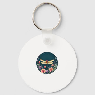 Cute Cottagecore Floral Dragonfly Aesthetic Girls Key Ring