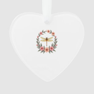 Cute Cottagecore Floral Dragonfly Aesthetic Girls Ornament