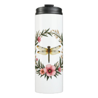 Cute Cottagecore Floral Dragonfly Aesthetic Girls Thermal Tumbler