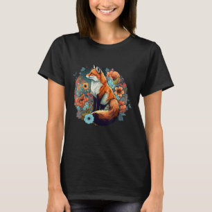 Cute Cottagecore Floral Fox Aesthetic Girls Women T-Shirt