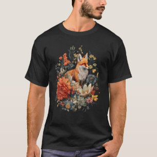 Cute Cottagecore Floral Fox Aesthetic Girls Women  T-Shirt