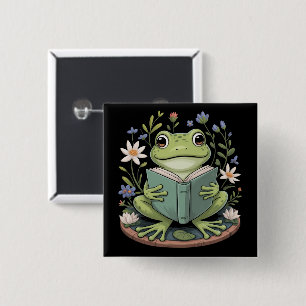 Cute Cottagecore Floral Frog Aesthetic Nature 15 Cm Square Badge