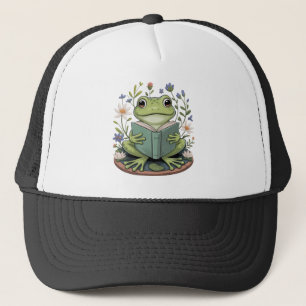 Cute Cottagecore Floral Frog Aesthetic Nature Trucker Hat