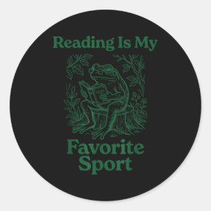 Cute cottagecore frog books quote men women kids classic round sticker