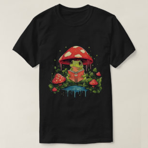 Cute Cottagecore Frog Reading Under Mushroom T-Shirt