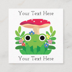 Cute Cottagecore Frog with Mushroom Vinyl Sticker Square Business Card
