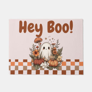 Cute Cottagecore Ghost Fall Halloween Chequerboard Doormat