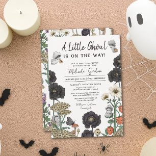 Cute Cottagecore Ghosts Girl Halloween Baby Shower Invitation