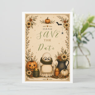 Cute Cottagecore Halloween Save the Date Card