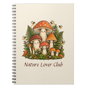 Cute Cottagecore Mushroom Family Spiral Notebook