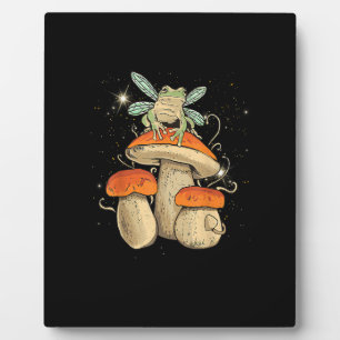 Cute Cottagecore Mushroom Frog Goblincore Style Plaque