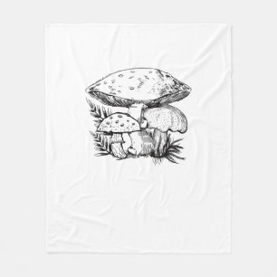 Cute Cottagecore Mushroom Fungi Goblincore Style Fleece Blanket