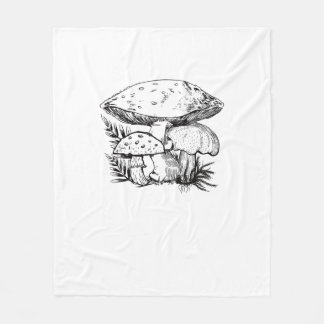 Cute Cottagecore Mushroom Fungi Goblincore Style Fleece Blanket
