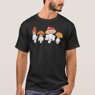 Cute Cottagecore Mushroom Ghost Fungi Wild Flower T-Shirt