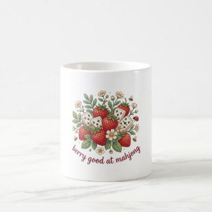 Cute Cottagecore Strawberry Mahjong Tiles Coffee Mug
