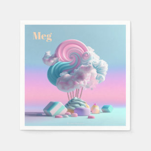 Cute Cotton Candy Clouds Personalised Napkins