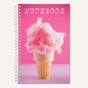 Cute Cotton Candy Cone Pink Dessert Notebook