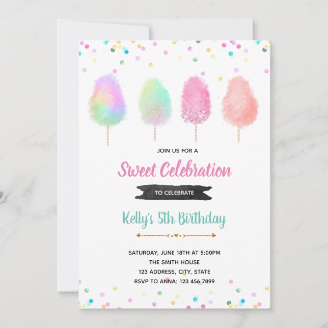 Cute cotton candy invitation (Front)