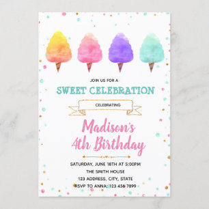 Cute cotton candy party invitation